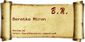 Beretka Miron névjegykártya